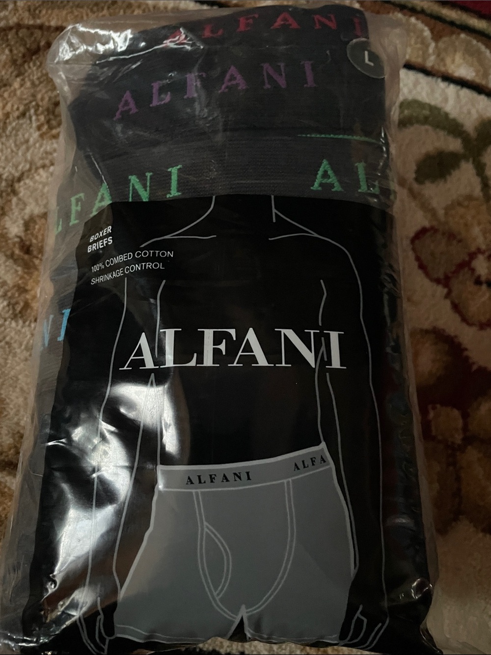 Alfani 4 Men’s Boxer Briefs Pack – Black with Green, Blue,Red & PurpleLogo